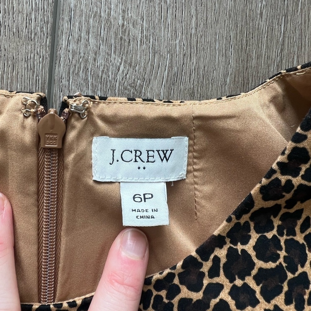 J. Crew Factory Cheetah Print Sleeveless Sheath Dress Size 6P Petite - Picture 3 of 5